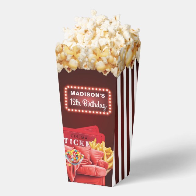 Movie night Birthday Custom Red sofa Favor Boxes (Popped)