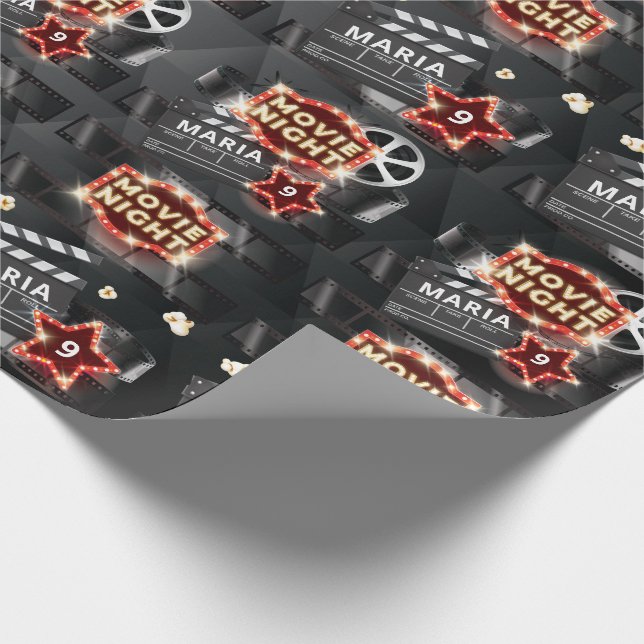 Movie Night Birthday Elegant Wrapping Paper (Corner)