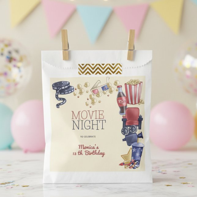 Movie night birthday for kids favor bag (Creator Uploaded)
