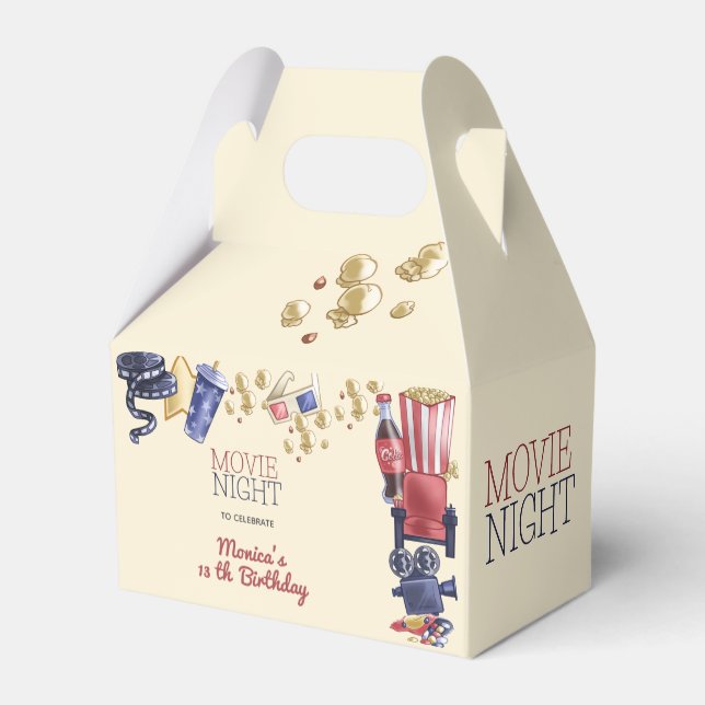 Movie night birthday for kids favor boxes (Back Side)