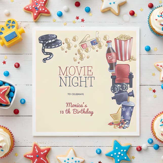 Movie night birthday for kids napkins (Creator Uploaded)
