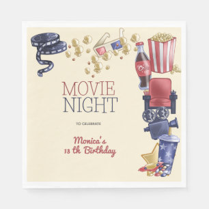 Movie night birthday for kids napkins