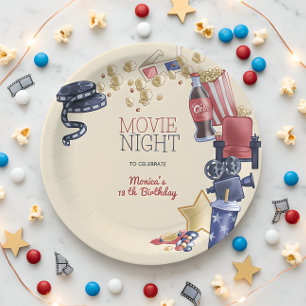 Movie night birthday for kids paper plates