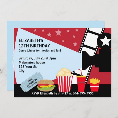 Movie Night Birthday Invitation