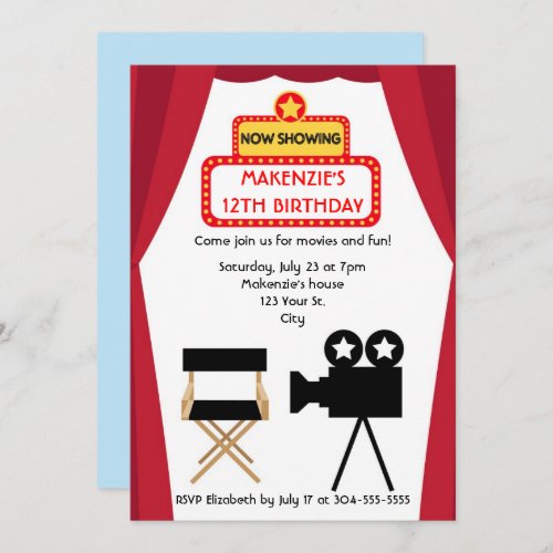 Movie Night Birthday Invitation