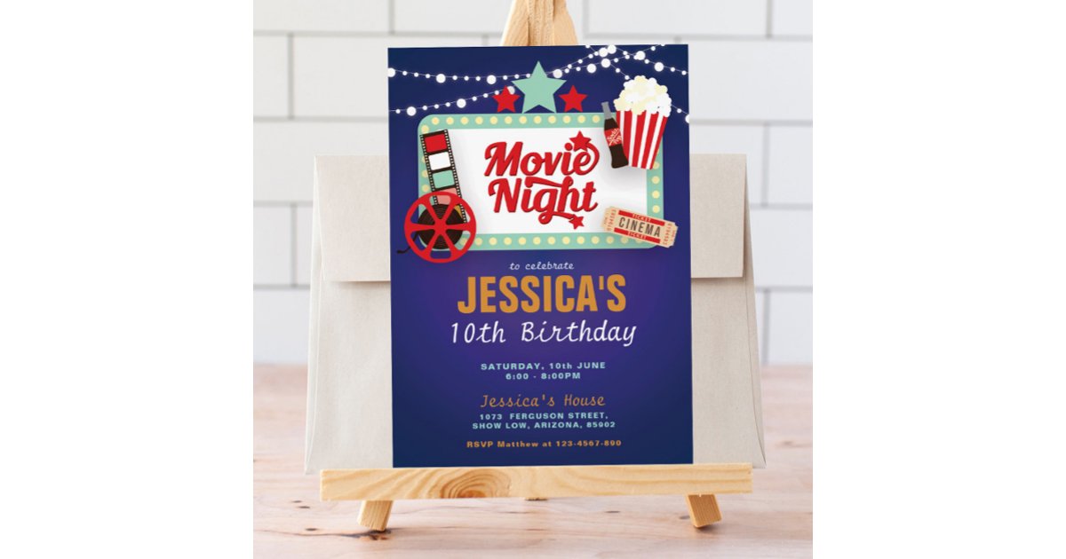 Movie Night Birthday Invitation | Zazzle