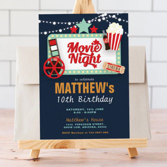 Movie Night Birthday Invitation | Zazzle