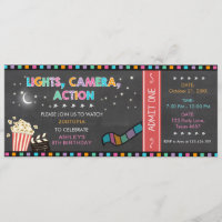 Movie Night Birthday Invitation Movie ticket Party