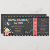 Movie Night Birthday Invitation Movie ticket Party (Front/Back)