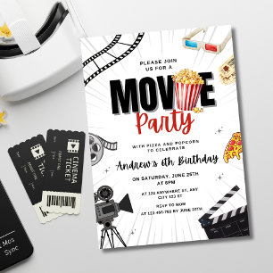 Movie Night Birthday Invitation, Sleep Over Party Invitation