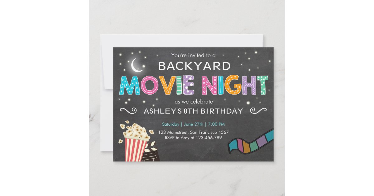 Movie Night Birthday Invitation Under the Stars | Zazzle