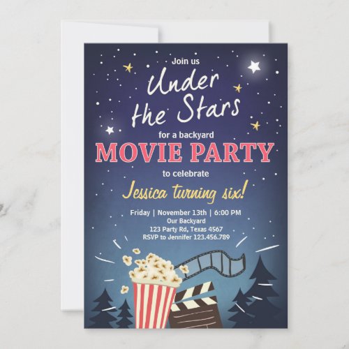 Movie Night Birthday Invitation Under the Stars