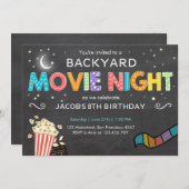 Movie Night Birthday Invitation Under the Stars (Front/Back)