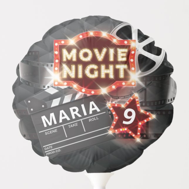 Movie Night Birthday Luxury Balloon (Front)