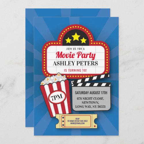 Movie Night Birthday Party Any Age Cinema Film Invitation