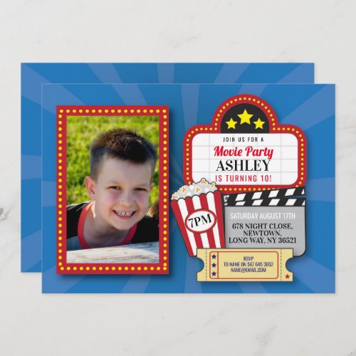 Movie Night Birthday Party Any Age Cinema Photo Invitation