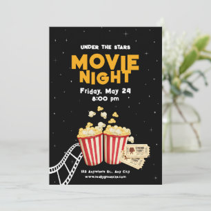 Movie Night Birthday Party Backyard Theater Kids Invitation