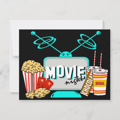 Movie Night Birthday Party Celebration Personalized Announcement