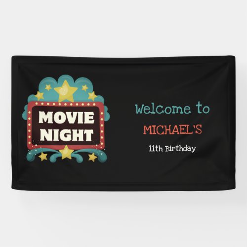 Movie Night Birthday Party Cinema Welcome Banner