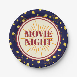 Movie Night Birthday Party - Firework Popcorn Paper Plates