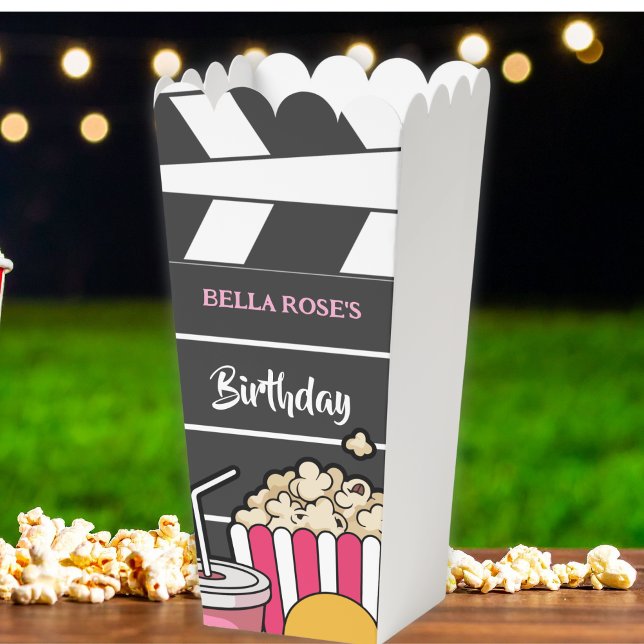 Movie Night Birthday Party For Girls Favor Boxes (Creator Uploaded)