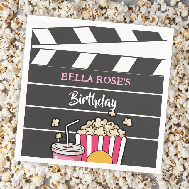 Movie Night Birthday Party For Girls Napkins (Creator Uploaded)