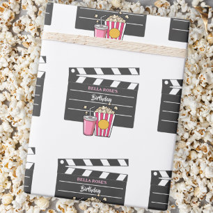 Movie Night Birthday Party For Girls Wrapping Paper