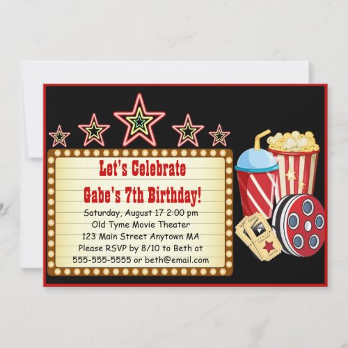 Movie Night Birthday Party Invitation