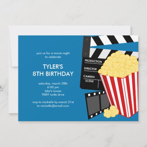 Movie Night Birthday Party Invitation