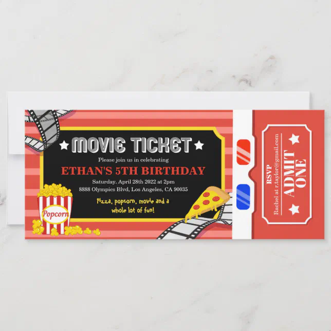 Movie Night Birthday Party Invitation | Zazzle