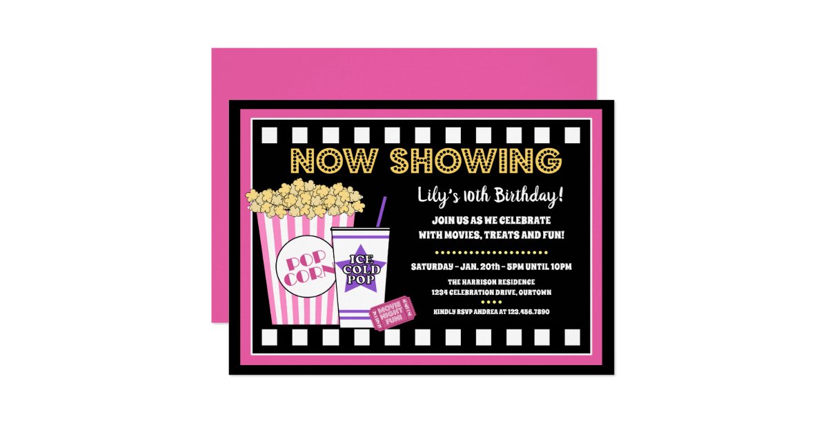 Movie Night Birthday Party Invitation | Zazzle.com