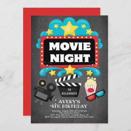 Movie Night Birthday Party Invitation