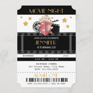 Movie Night Birthday Party Invitation