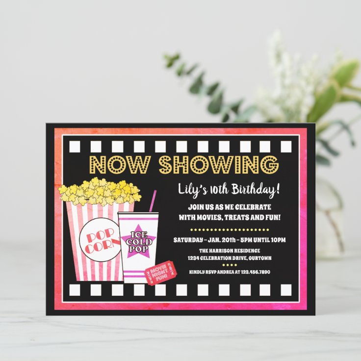 Movie Night Birthday Party Invitation | Zazzle