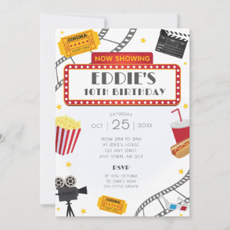 Movie Night Birthday Party Invitation Cinema