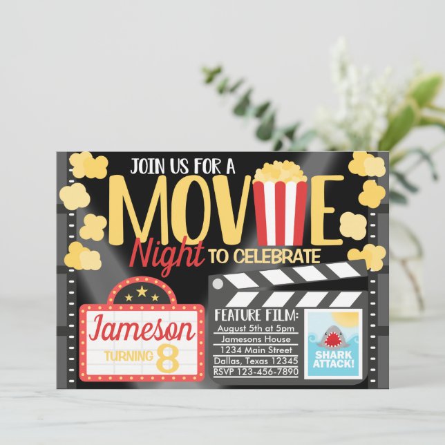Inviti Compleanno Tema Cinema - Confezione Da 10 Con Buste Rosse, Formato A6, Ideale Per Feste Bambini
