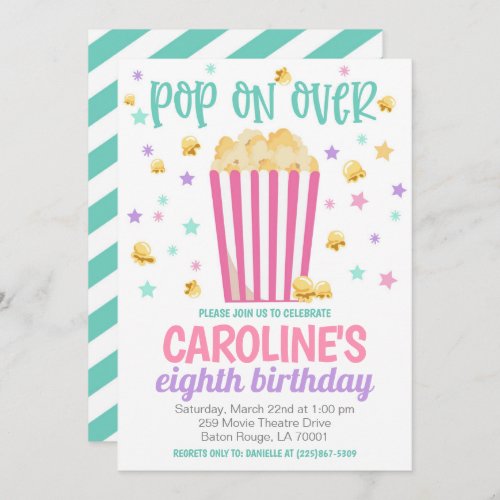 Movie Night Birthday Party Invite