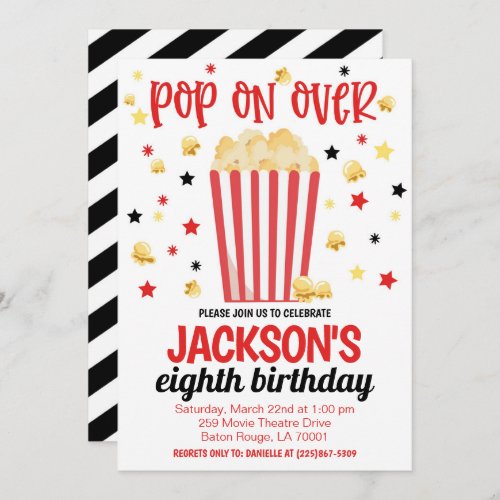 Movie Night Birthday Party Invite