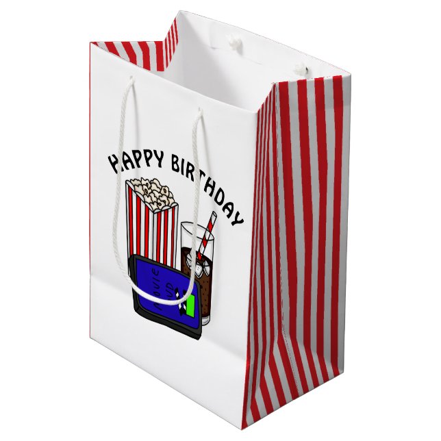 Movie Night Birthday Party   Medium Gift Bag (Front Angled)