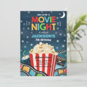 Movie Night Birthday Party Movie Sleepover Popcorn Invitation (Standing Front)