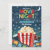 Movie Night Birthday Party Movie Sleepover Popcorn Invitation (Front)