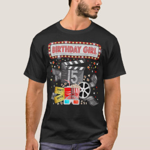 Movie Night Birthday Party Pajama Slumber Popcorn T-Shirt