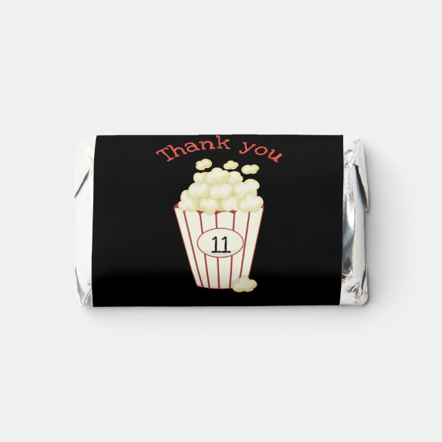 Movie Night Birthday Party Popcorn Simple Cute  Hershey's Miniatures (Front)