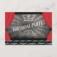Movie Night Birthday Party Theater Invitation
