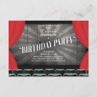 Movie Night Birthday Party Theater Invitation
