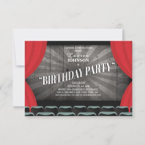 Movie Night Birthday Party Theater Invitation