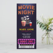 Movie Night Birthday Party Ticket Pass Birthday Invitation (Standing Front)