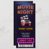 Movie Night Birthday Party Ticket Pass Birthday Invitation (Front/Back)