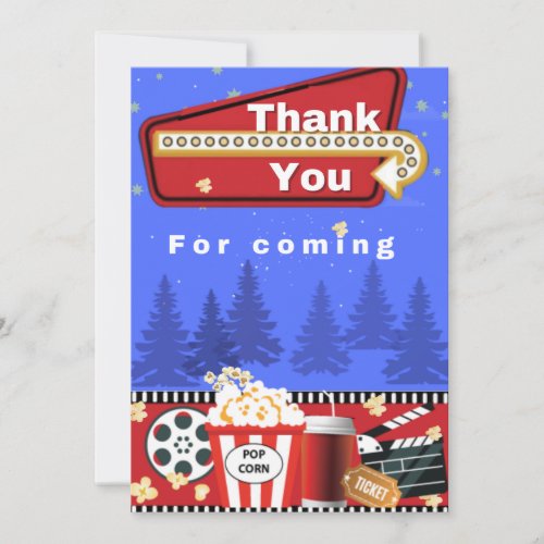 Movie Night Birthday Thank You Card