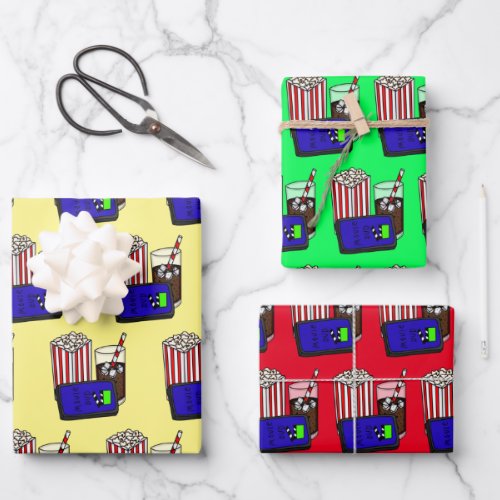 Movie Night Birthday Themed Wrapping Paper Sheets